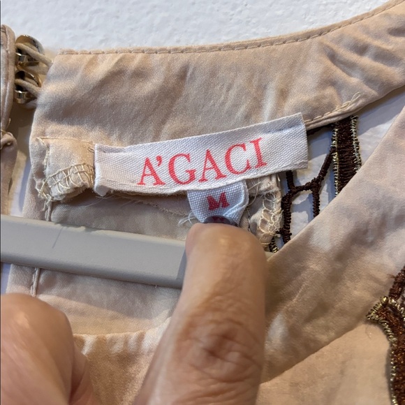 a'gaci Y2K VTG Floral Embroidered Tank Top - Cream and Pink Medium - Picture 2 of 10